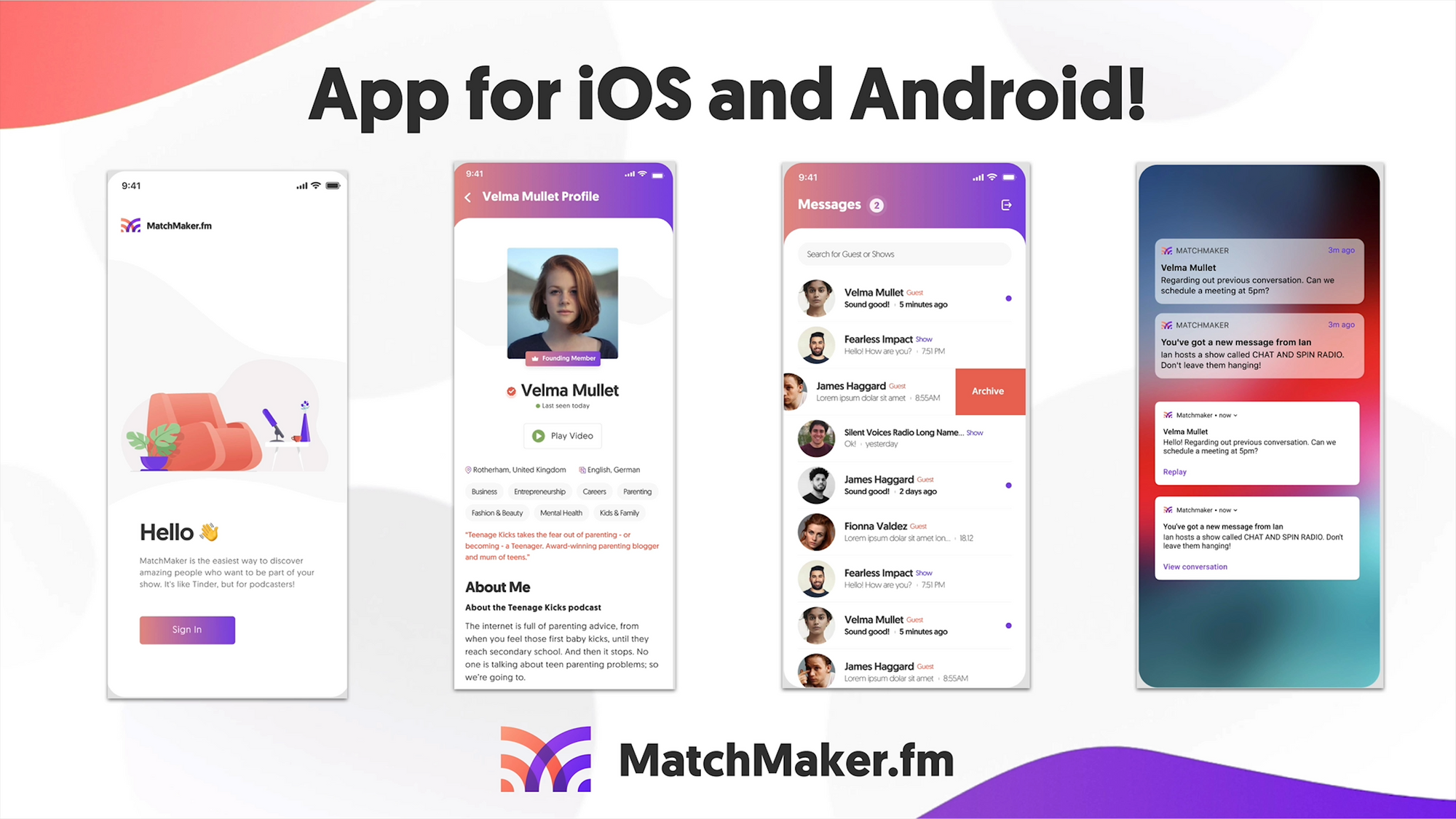 A shot of MatchMaker.fm's iOS & Android apps. 