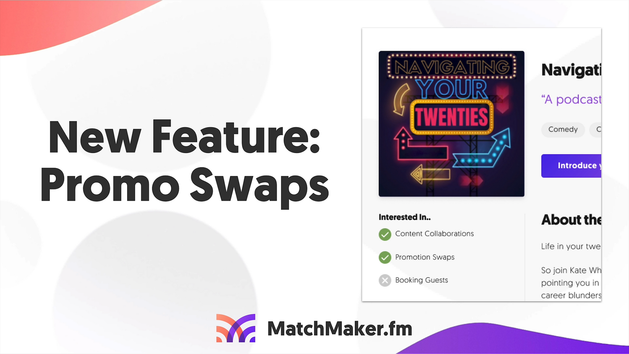 A shot of MatchMaker.fm's Promo Swaps feature.