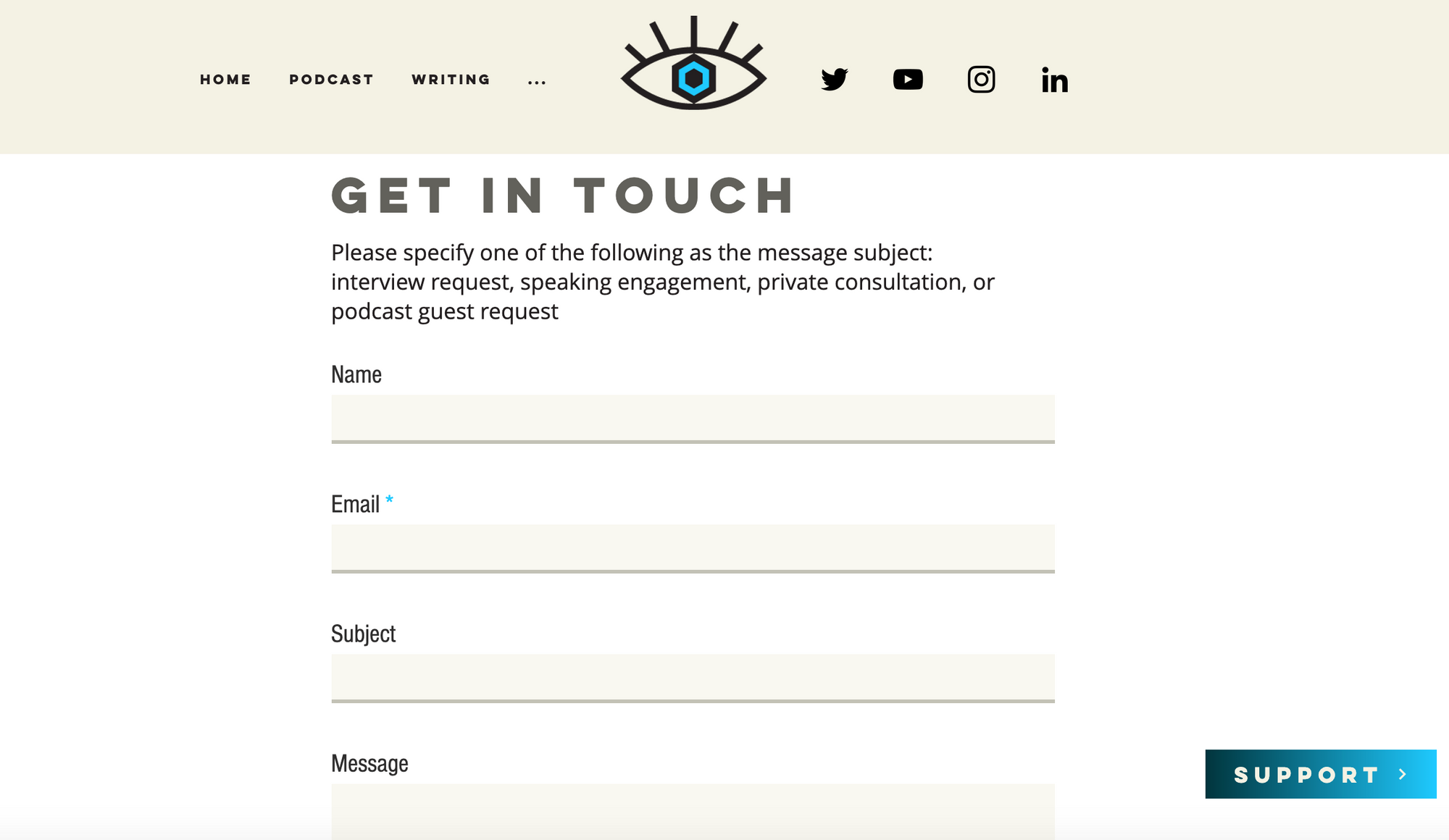 An example podcast contact form.