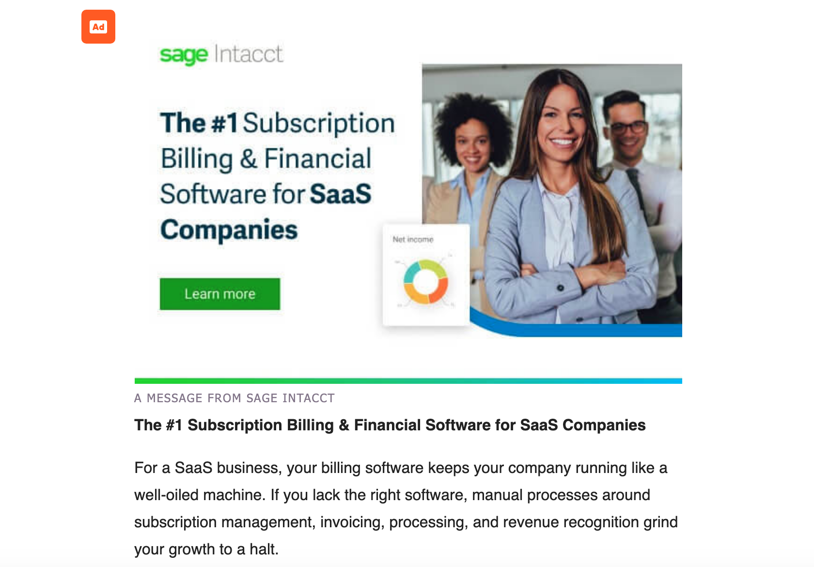 Sage Intacct's website homepage.