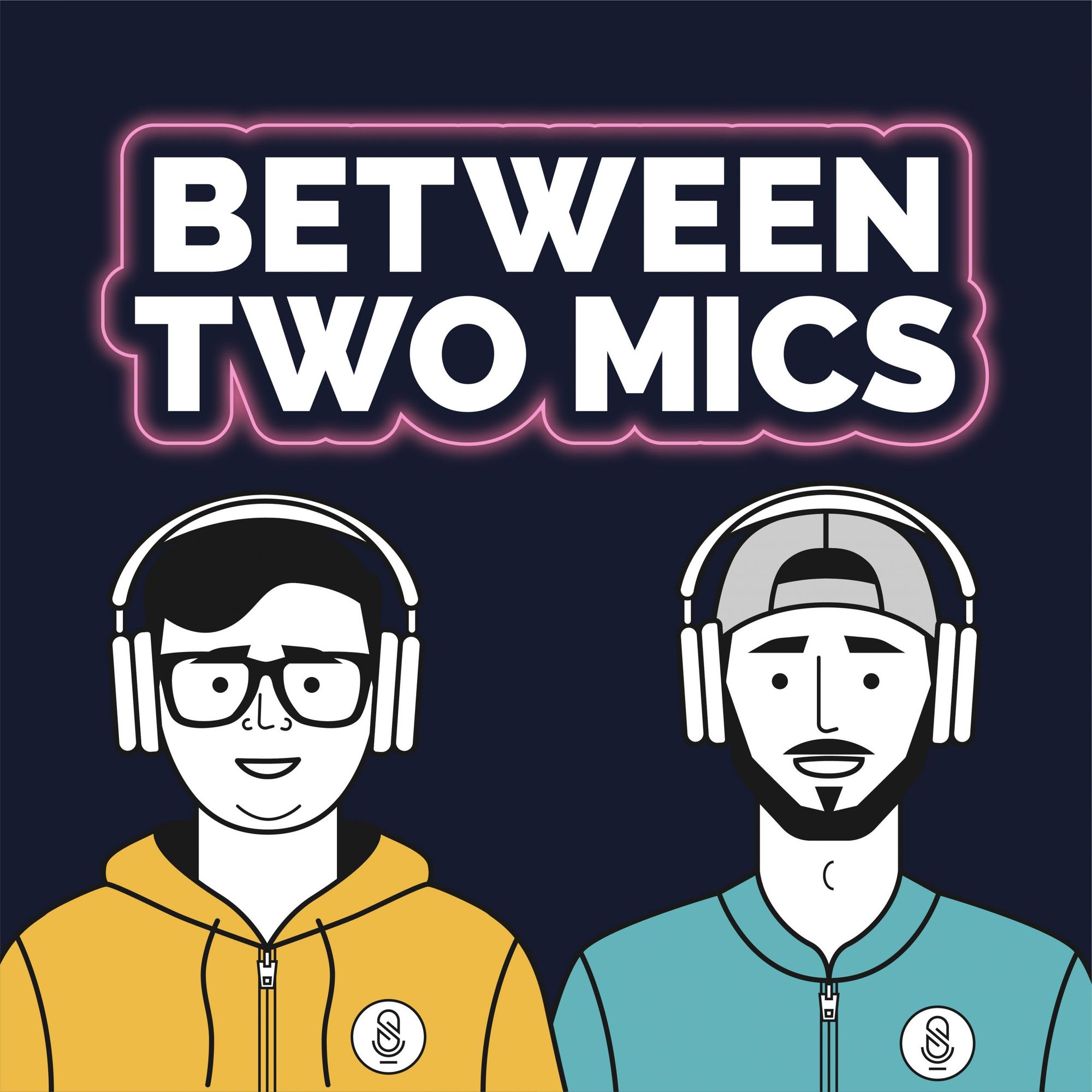 Between Two Mics' podcast artwork.