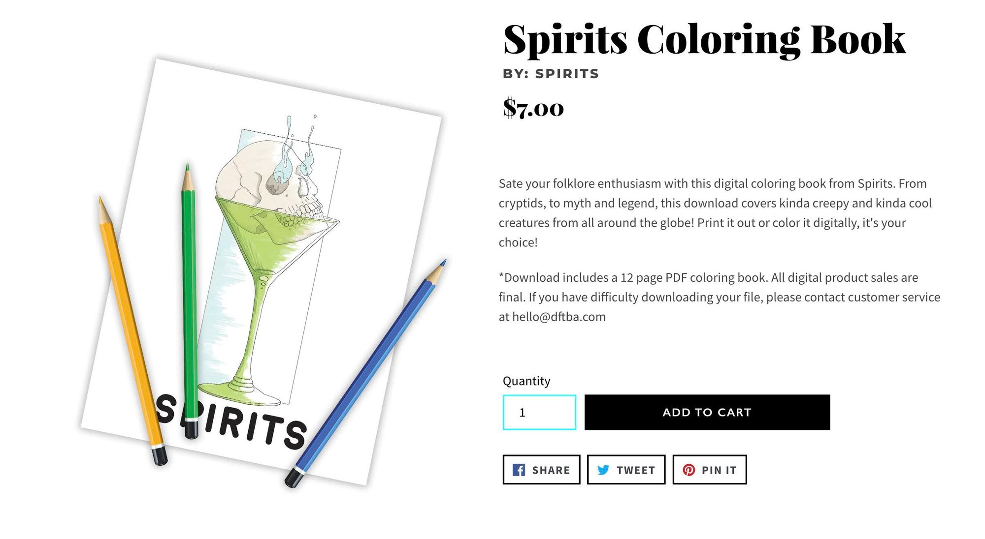 Spirits' merch - a colouring book.