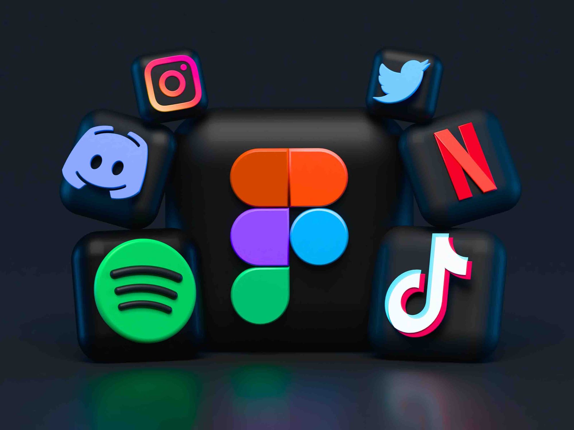 A graphic showcasing the various social media app logos - i.e. Instagram, Twitter, TikTok, etc.