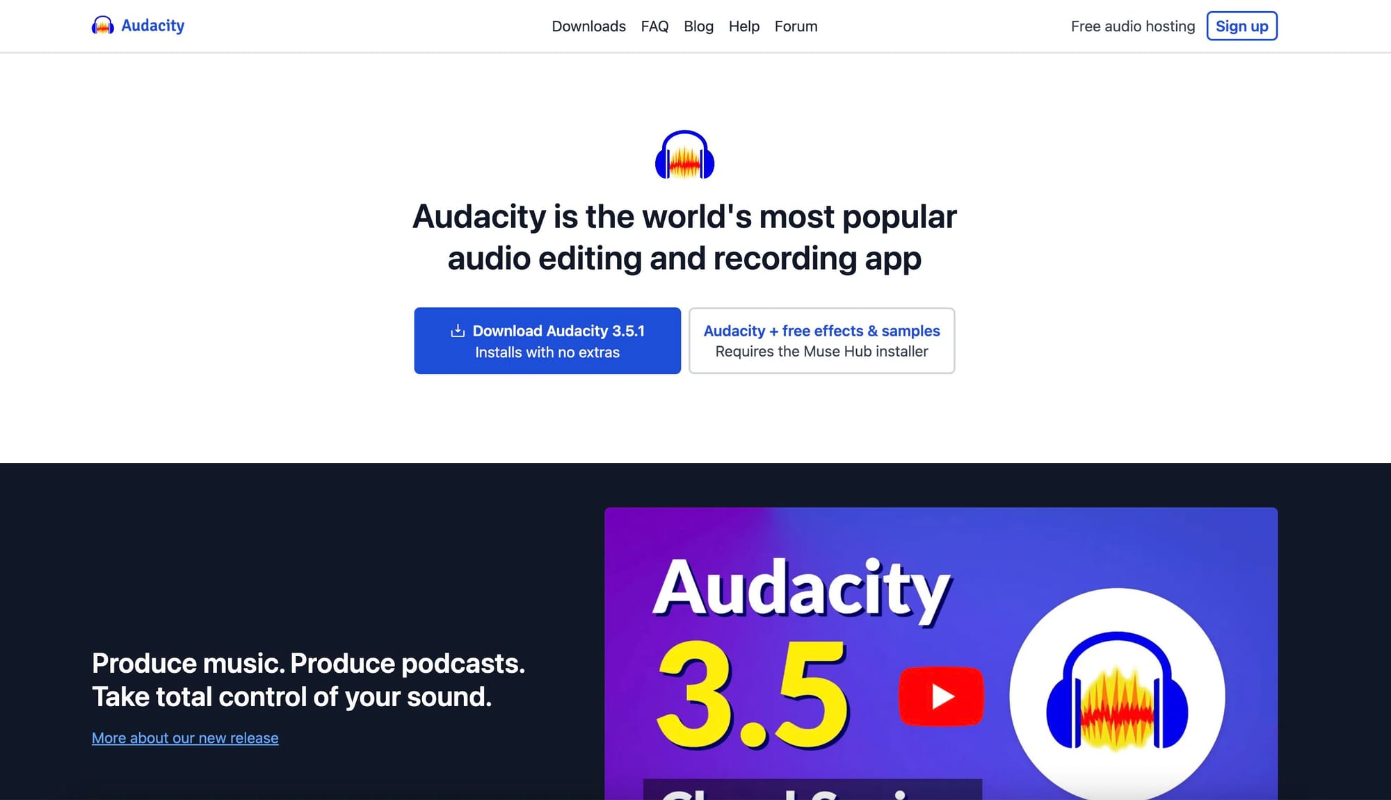Audacity's homepage