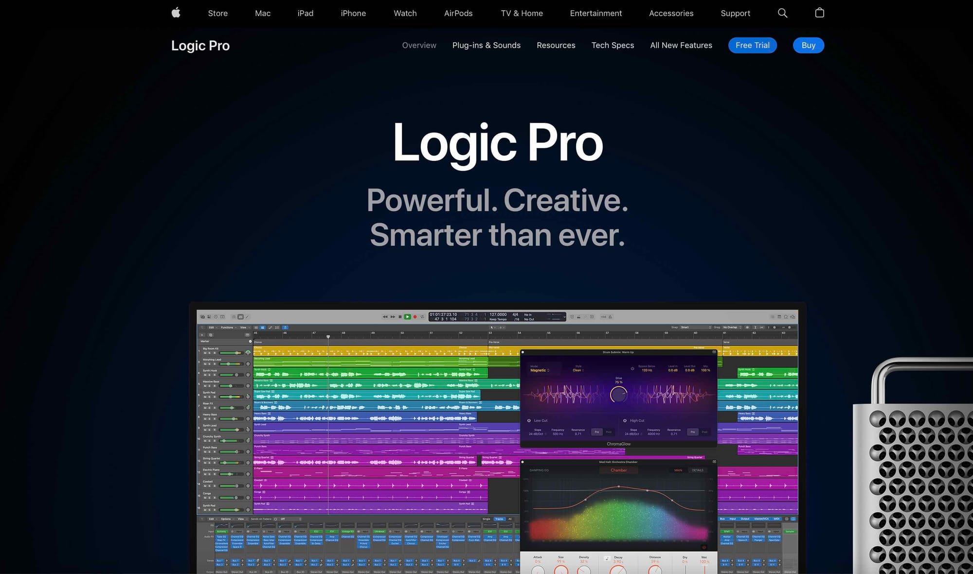 Logic Pro's homepage