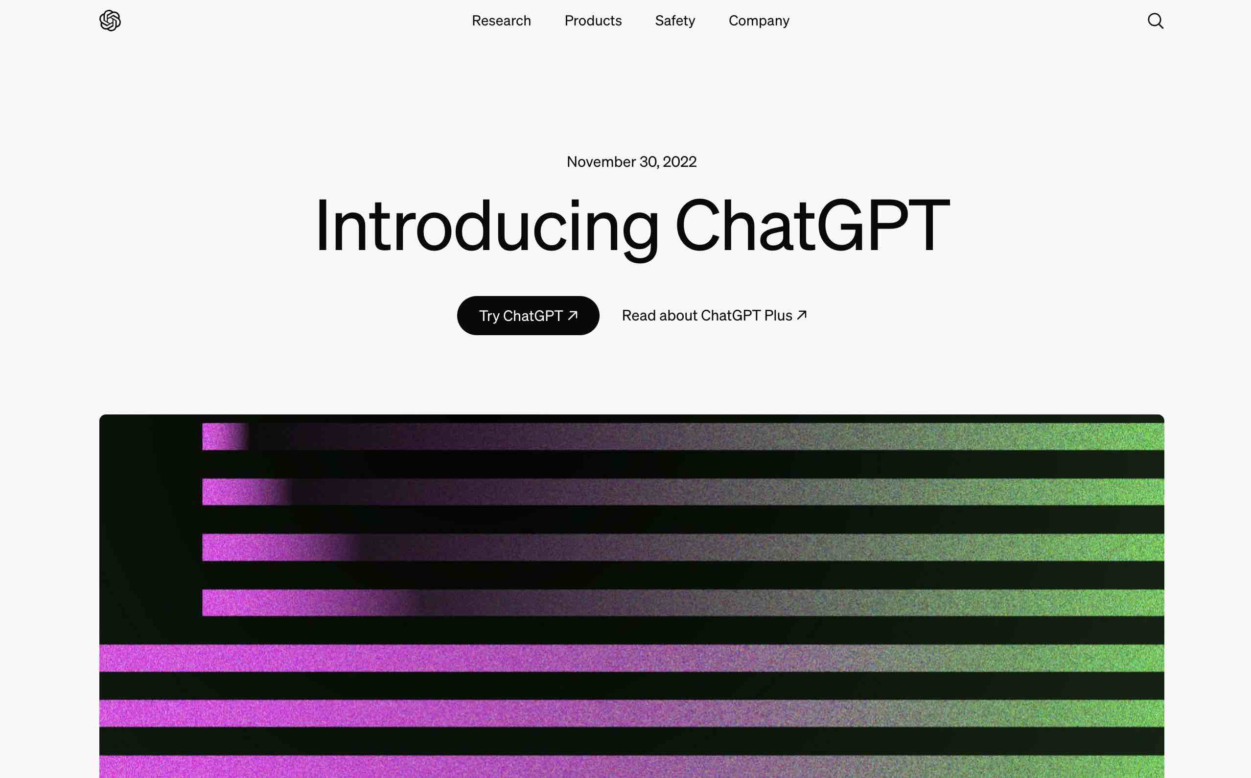 AI tool ChatGPT's website homepage.