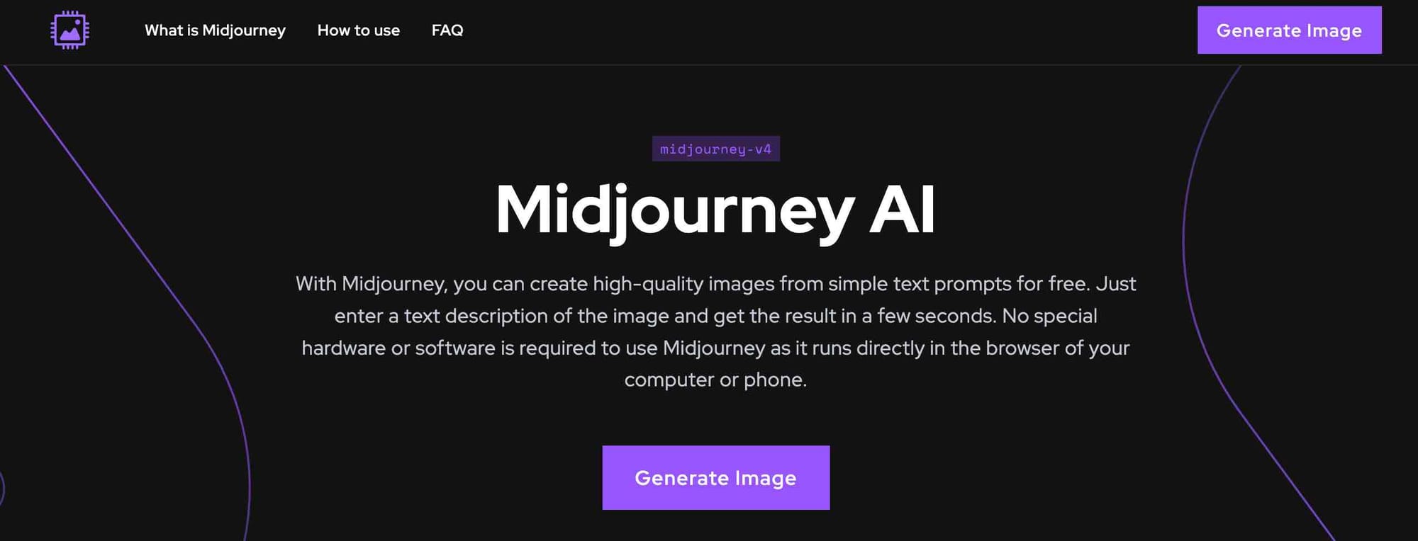 AI tool Midjourney's website homepage.