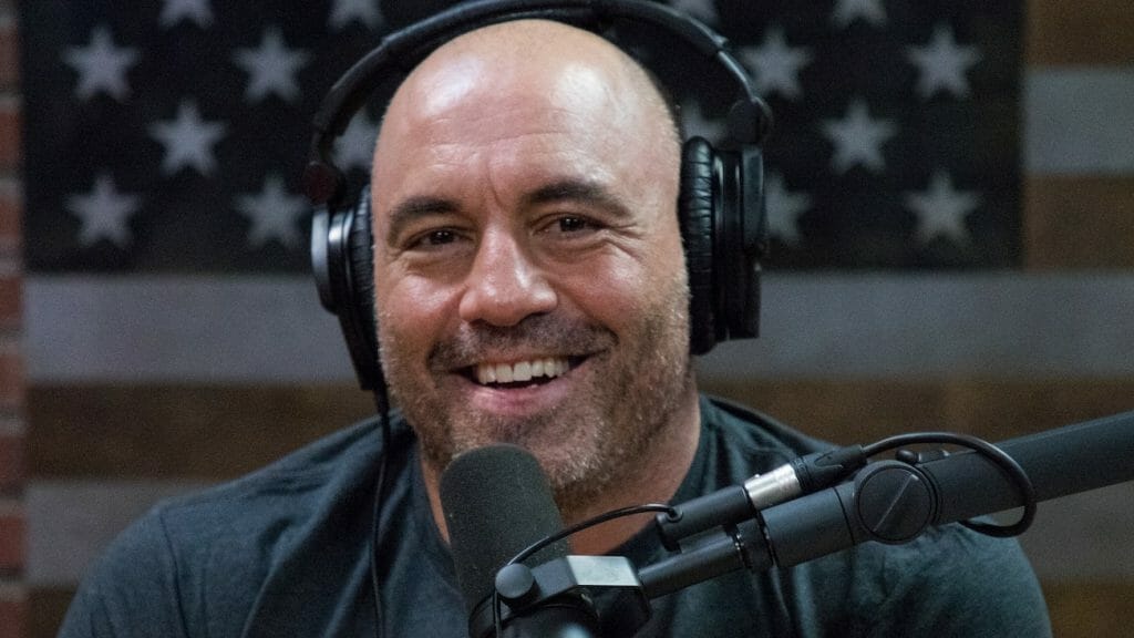 An image of Joe Rogan recording an episode of the Joe Rogan Experience. 