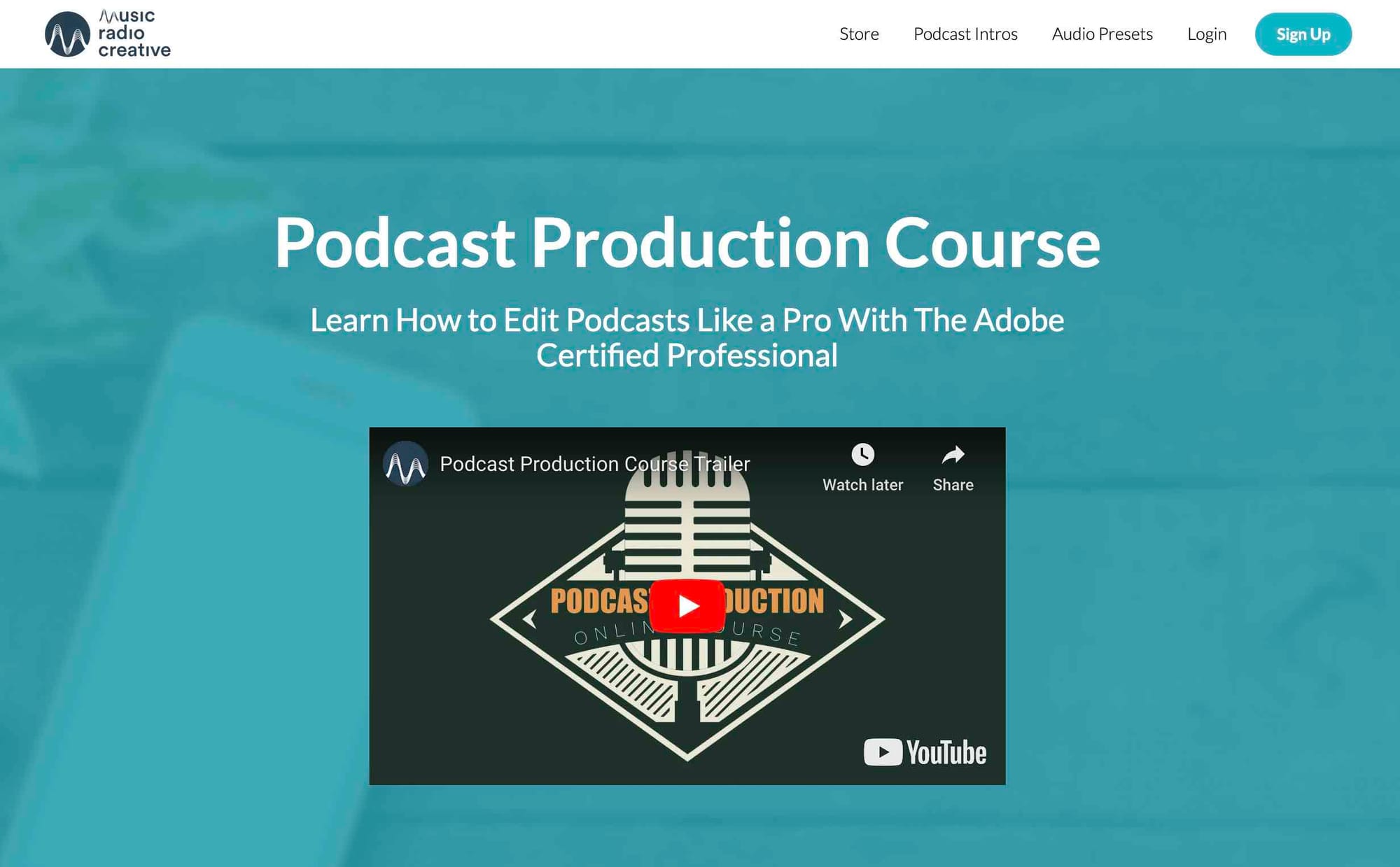 Podcast Production Course promotional banner.