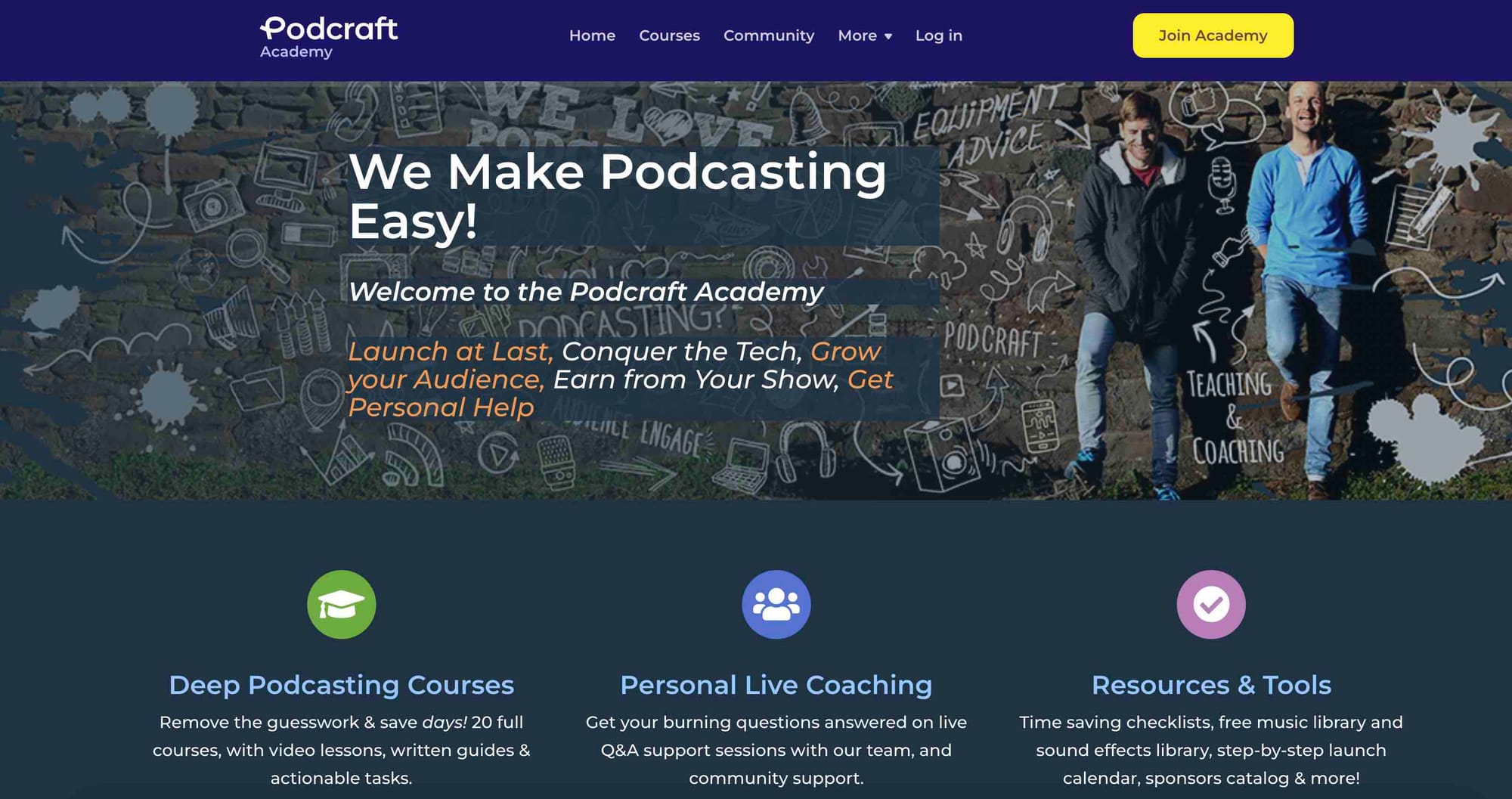 Podcraft Academy promotional banner.