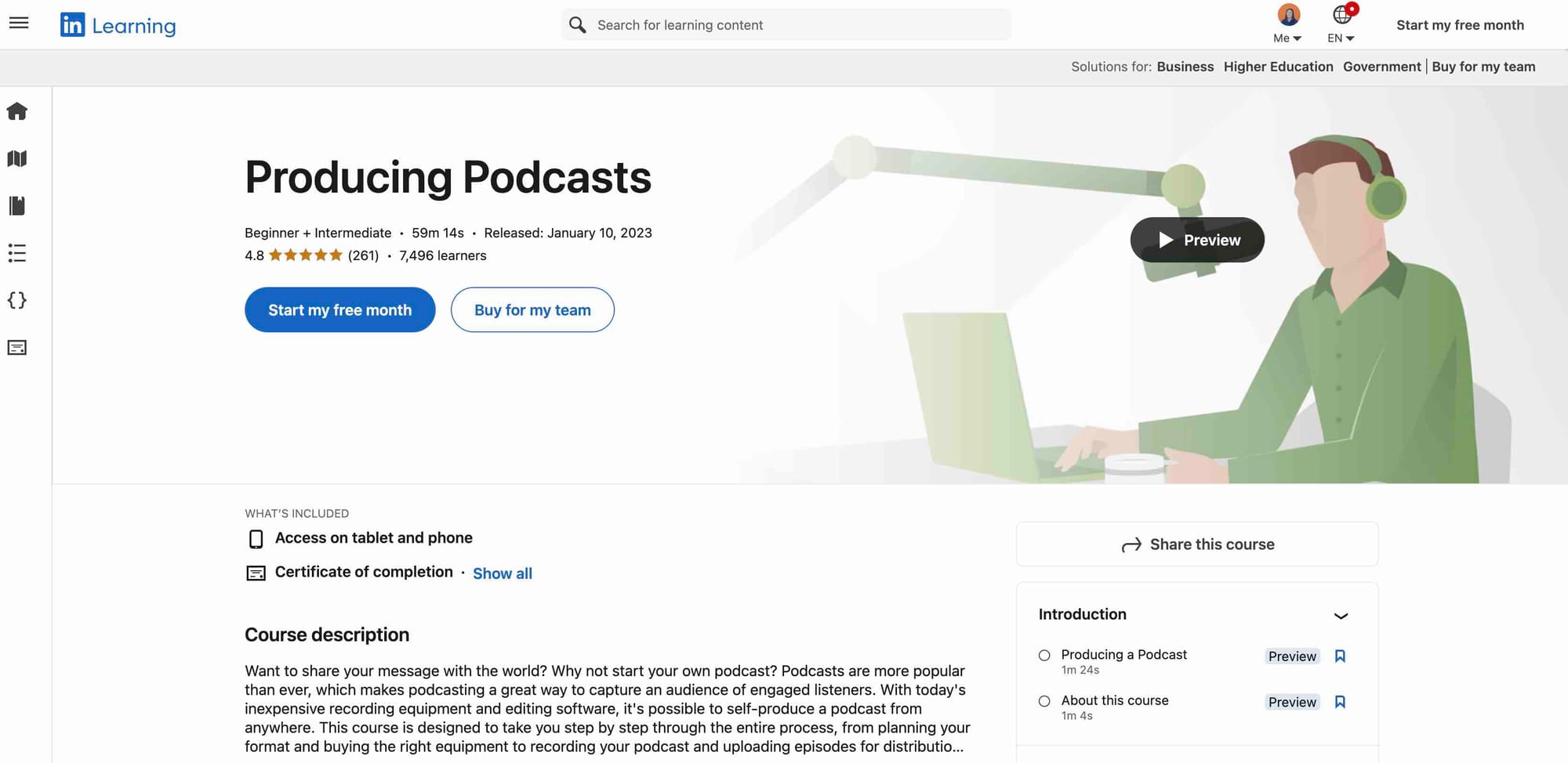 Producing Podcasts promotional banner.