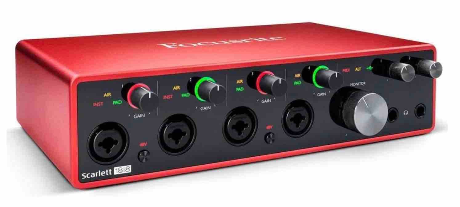 A stock image of the Focusrite Scarlett 18i8 audio interface.